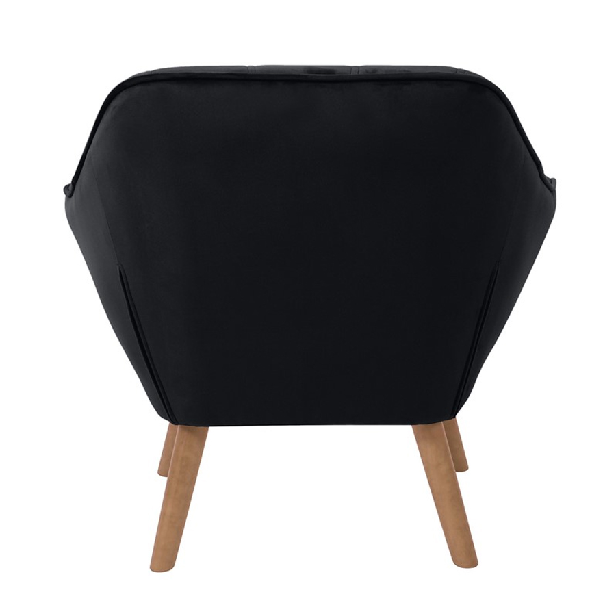 FELIZ - Fauteuil en velours noir, pieds naturels
