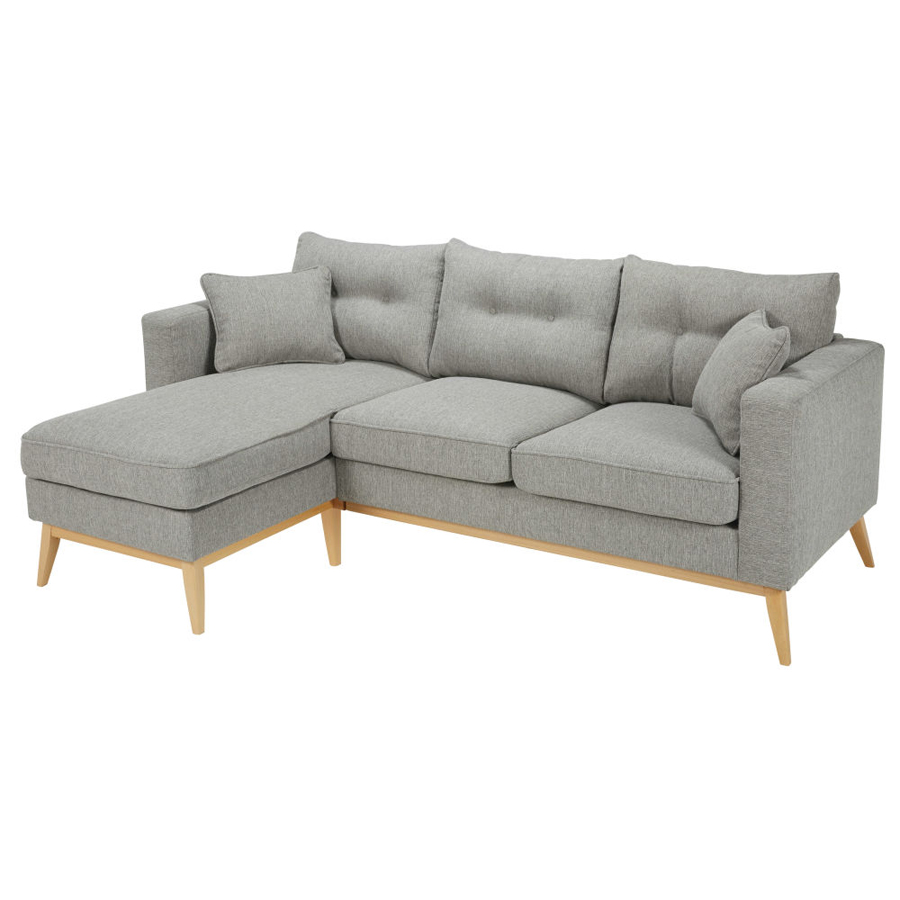 BROOKE - Canapé d'angle style scandinave 4/5 places gris clair