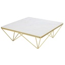 GATSBY - Table basse carrée en marbre et métal doré