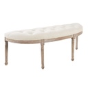 AUGUSTINE - Banquette 2 places capitonnée écru et hévéa