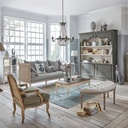 AUGUSTINE - Banquette 2 places capitonnée écru et hévéa