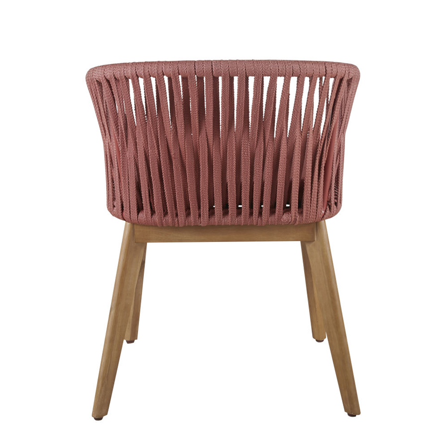 AMALFI - Fauteuil de jardin en corde tressée terracotta et acacia massif