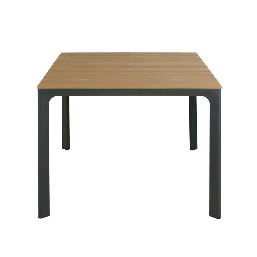 FUJI - Table de jardin en aluminium gris anthracite et composite imitation bois 4/6 personnes L140
