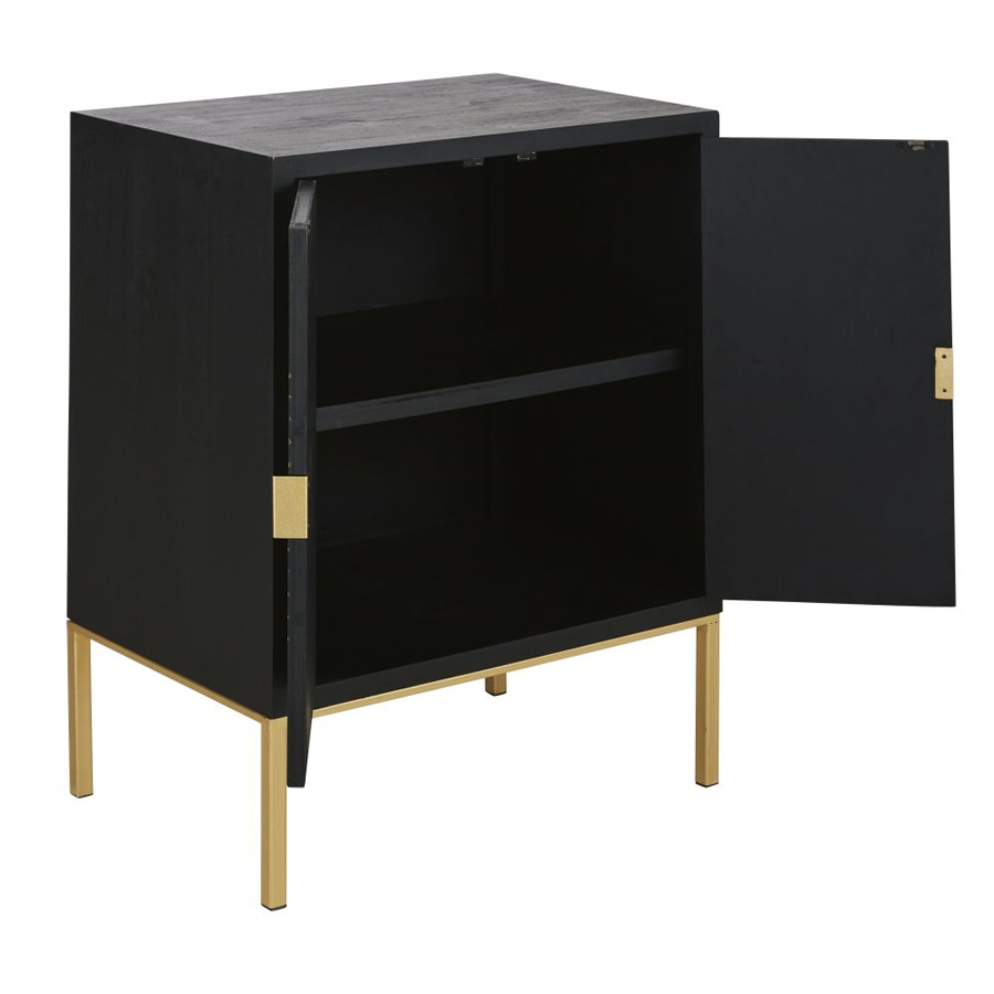 Buffet CLAPHAM noir mat avec gravure dorée pour décoration intérieure élégante à Dakar, Sénégal