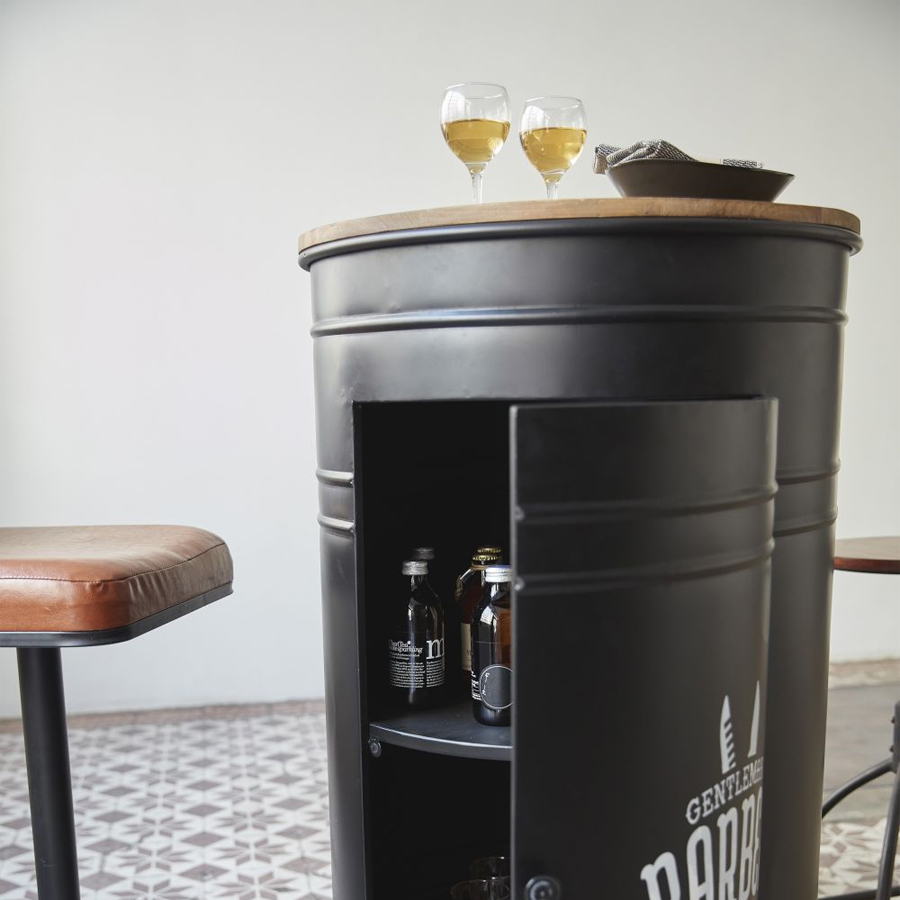 Meuble de bar en sapin massif et métal noir style moderne - Dakar, Sénégal