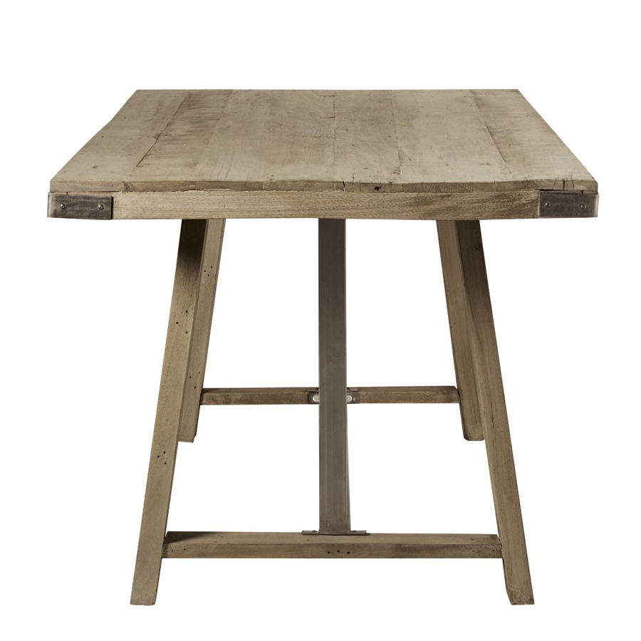 CRAFTER - Table à manger indus 8/10 personnes en manguier et métal L205