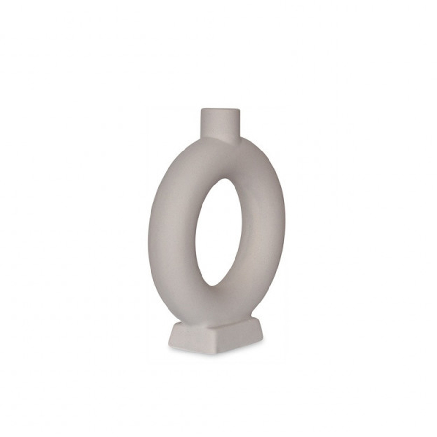 RING - Vase en grès cérame gris galet L15 P4,5 H18cm