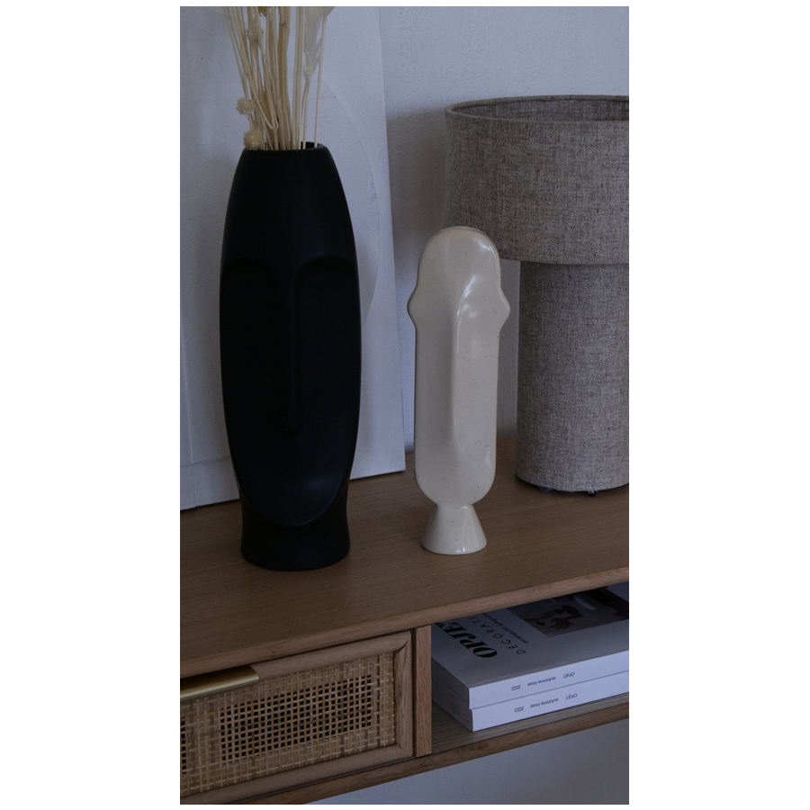 TOTEM - Vase en grès cérame écru moucheté L9,5 P6,5 H29,5cm