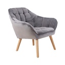 FELIZ - Fauteuil en velours gris, pieds naturels