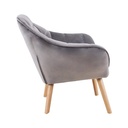 FELIZ - Fauteuil en velours gris, pieds naturels