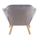 FELIZ - Fauteuil en velours gris, pieds naturels