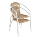 BAMBA BUSINESS - Chaise de jardin en acier blanc et résine tressée
