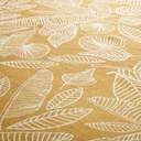 FLEURELLE - Tapis en coton écru et jaune moutarde avec pompons 140x200