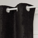 BELUGA - Rideau à œillets en velours noir à l'unité 140x300