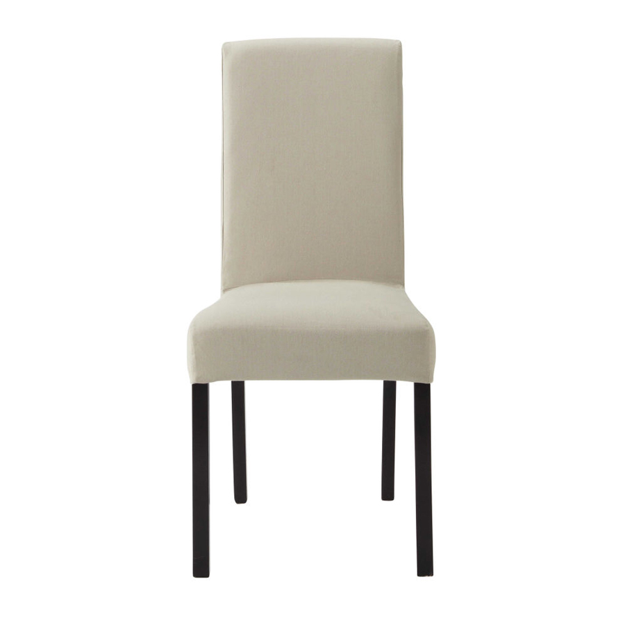 MARGAUX - Housse de chaise en coton beige mastic 47x57
