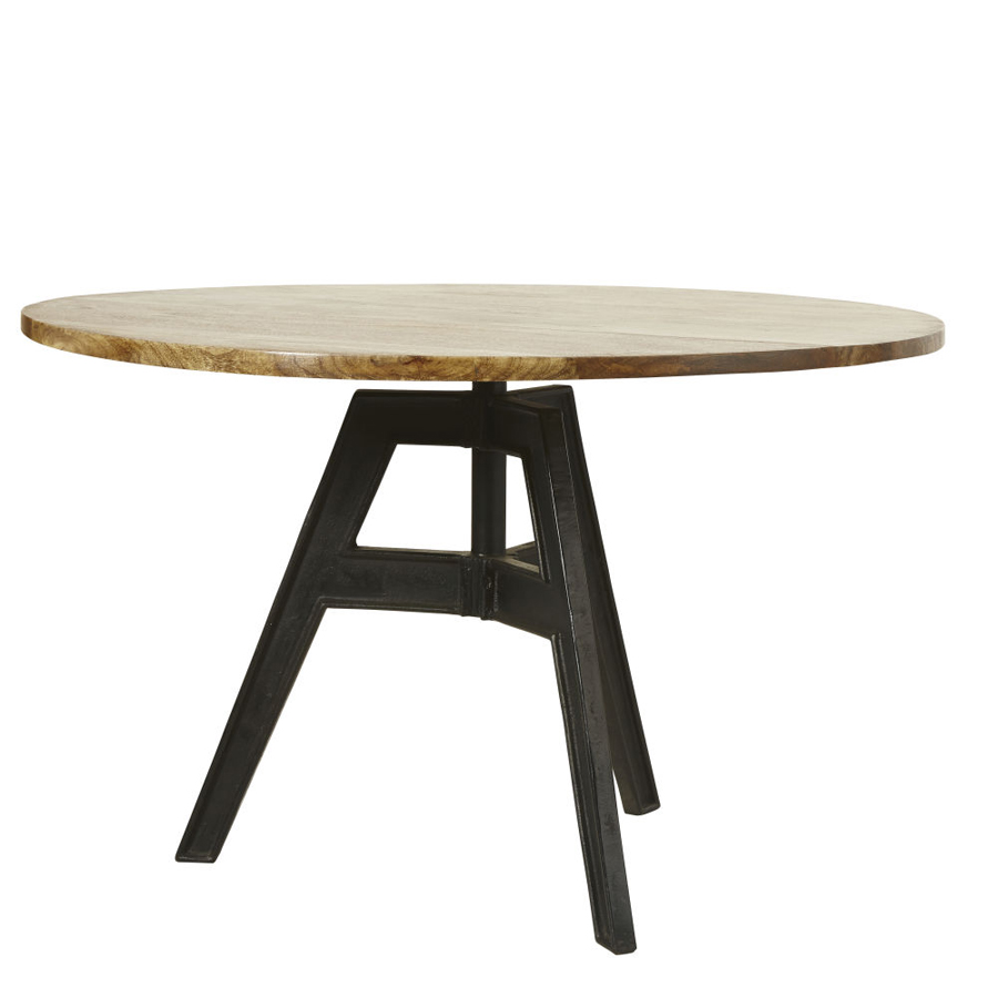 COMPAS - Table à manger 5/6 personnes en manguier et fonte D120