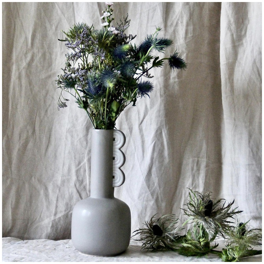 ONDE MASTIC - Vase en grès cérame gris 12x26 cm