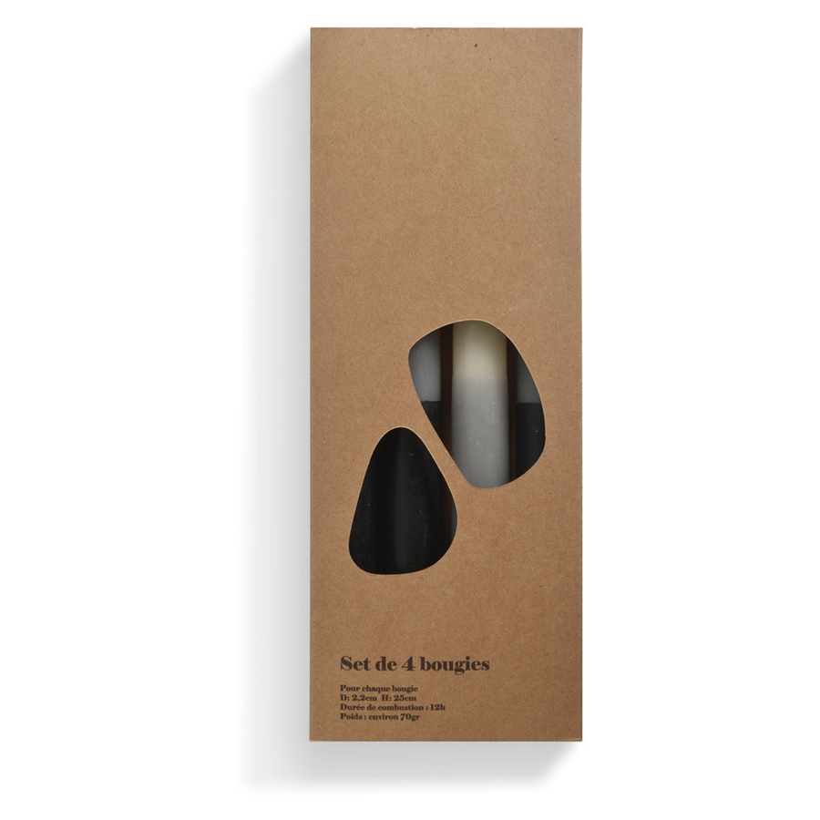 Bougies longues bicolores noir et gris, décoration raffinée, Dakar Sénégal