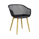 TANGO - Chaise en métal noir pieds effet bois naturel