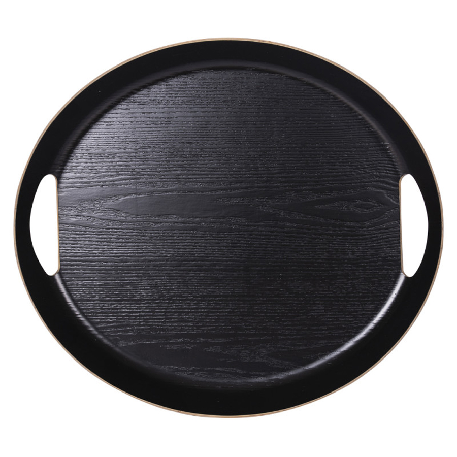 CLASSIC - Plateau ovale en bois noir 46x41 cm