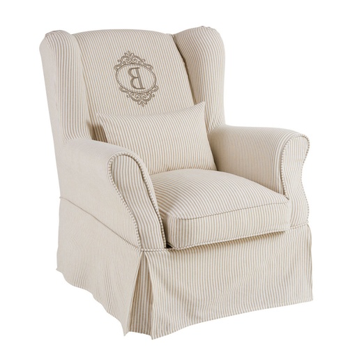 BARBADE - Housse de fauteuil en coton motifs rayures 80x98