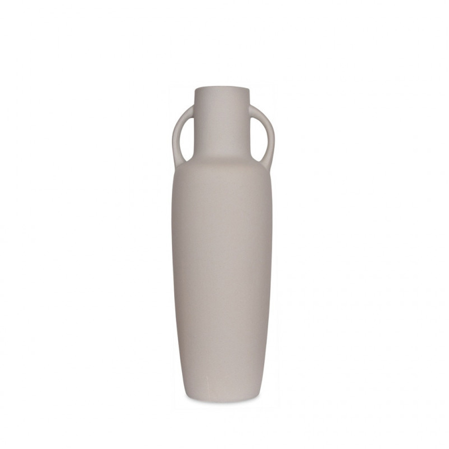 LONG - Vase céramique gris galet 12,5x37,9cm