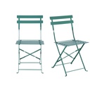 GUINGUETTE - 2 Chaises de jardin pliables en acier vert