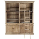 ARISTOTE - Bibliothèque 2 tiroirs 4 portes et échelle en pin recyclé