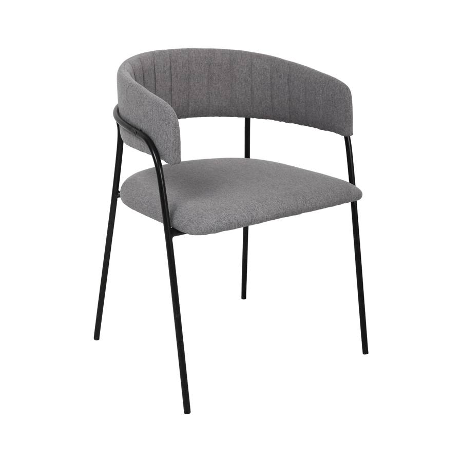 EMMA - Chaise avec accoudoirs en tissu gris 55x50x75 cm