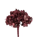 HORTENSIA - Fleur en éthylène, fer et papier bordeaux H70