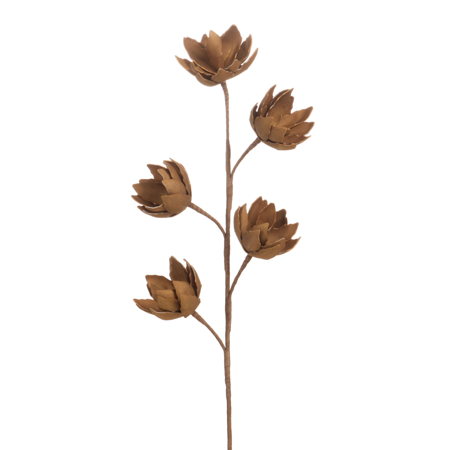 ARIA - Tige fleur artificielle doré H96