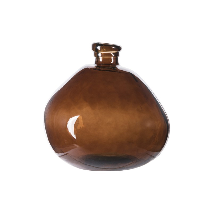 SIMPLICITY - Vase en verre transparent marron ambre H23cm