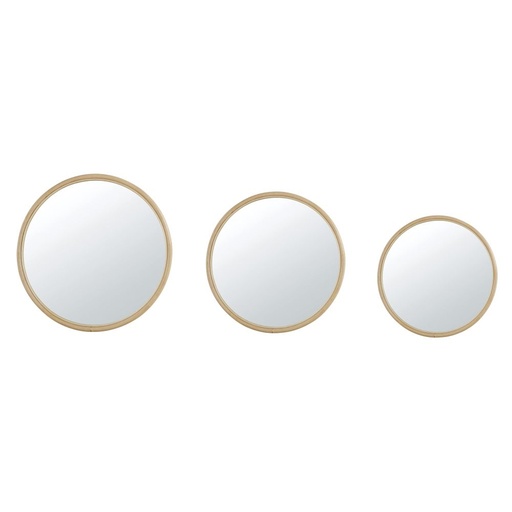 ALMA - Miroirs ronds en rotin beige (x3)