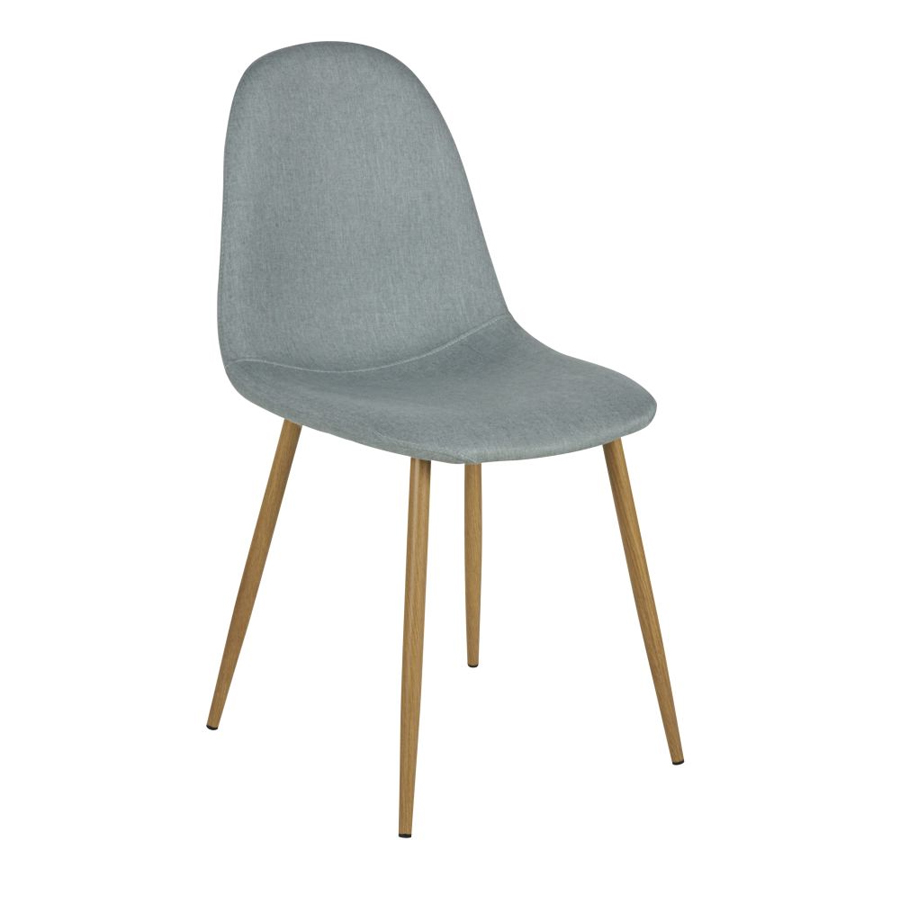 CLYDE - Chaise en tissu recyclé vert d'eau et pieds en métal imitation chêne