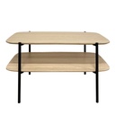 PLEXUS - Table basse en bois chêne vernis et métal noir