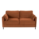 Canapé convertible Julian 3 places en velours orange écureuil, matelas 10 cm