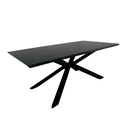 Table à manger rectangulaire Marmara en marbre piètement en X en fer noir