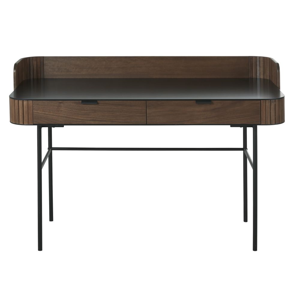 Bureau vintage Spiga 2 tiroirs pieds en métal noir
