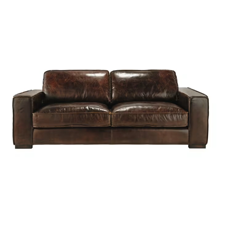 Canapé convertible Colonel 3 places en cuir marron