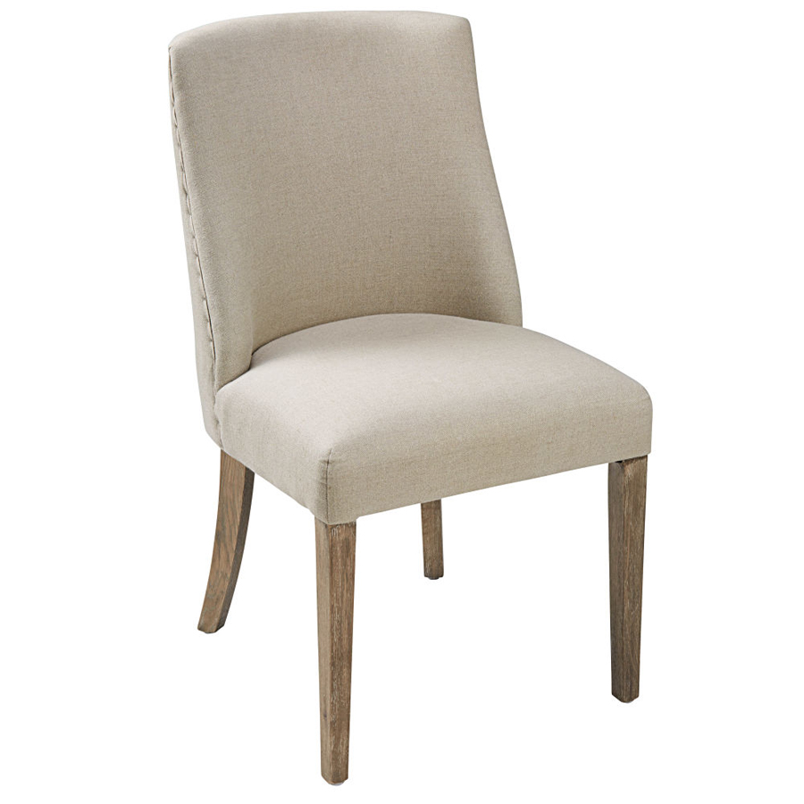 DIANE - Chaise en lin coloris lin et chêne blanchi