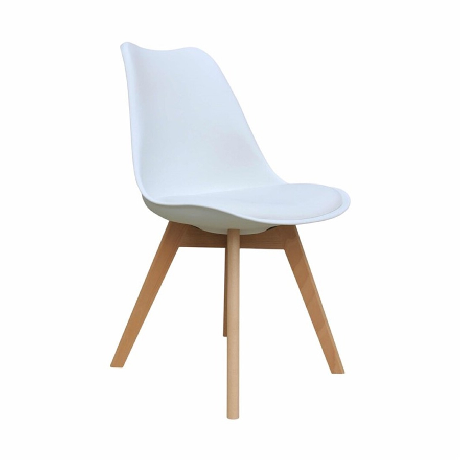 ALBA - Chaise style scandinave et hêtre massif blanc