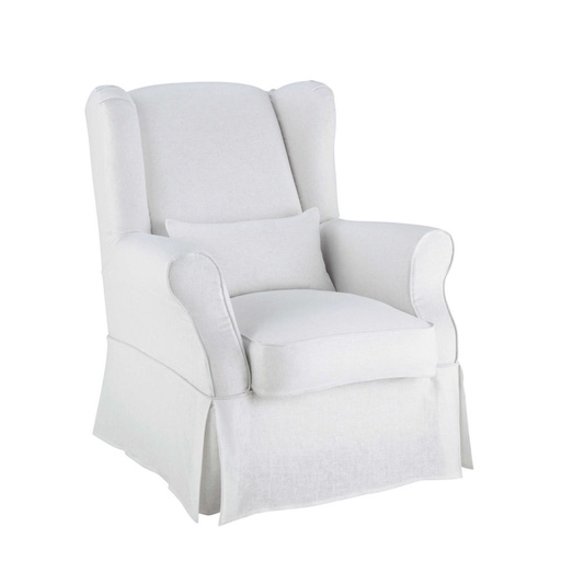 COTTAGE - Housse de fauteuil en lin blanche