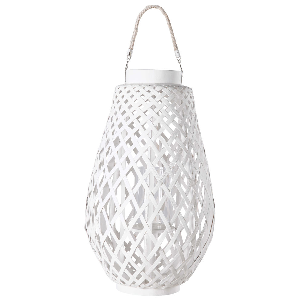 Lanterne zanzibar en tressage blanc