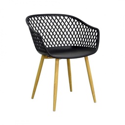 [ZON433457] TANGO - Chaise en métal noir pieds effet bois naturel