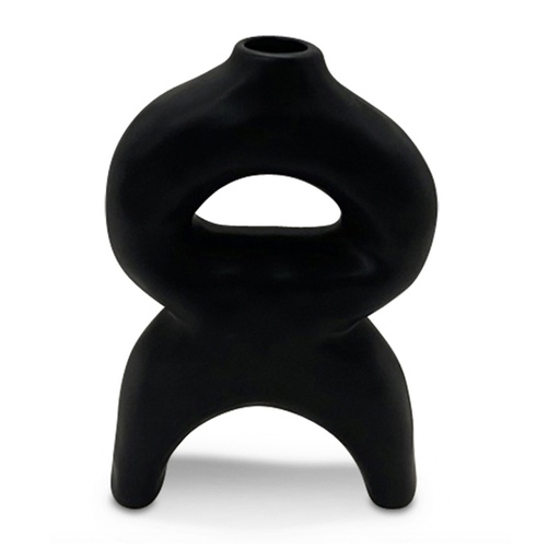[OPJ013986CV] NOMADE - Vase en grès cérame noir 14x21 cm