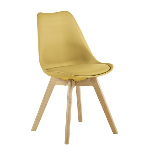 [CN621046] ICE - Chaise style scandinave jaune ocre et hévéa