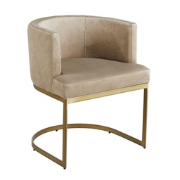 [CN119894] REQUIEM - Fauteuil en velours taupe pieds en métal coloris laiton
