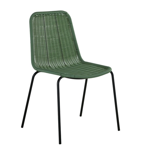 [CN520894] BOAVISTA - Chaise de jardin en résine vert kaki et métal noir