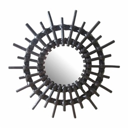 [ZON520089CV] Miroir rond en rotin Noir D28 cm
