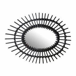 [ZON520218CV] Miroir noir en rotin ovale noir 45x59 cm